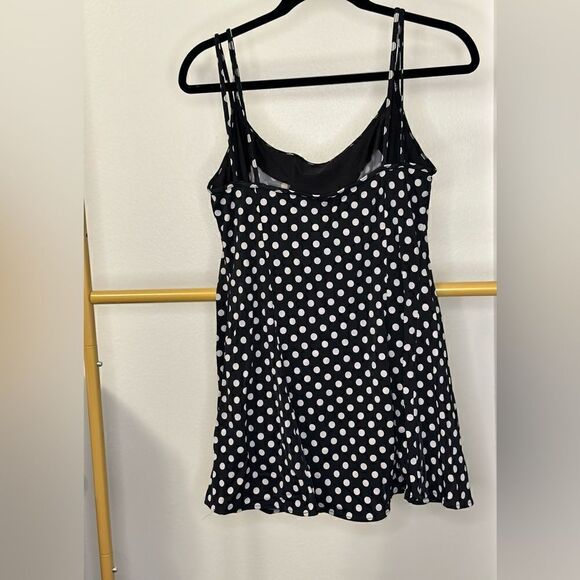 Longitude Black Polka Dot One Piece Swim Dress - Picture 2 of 9